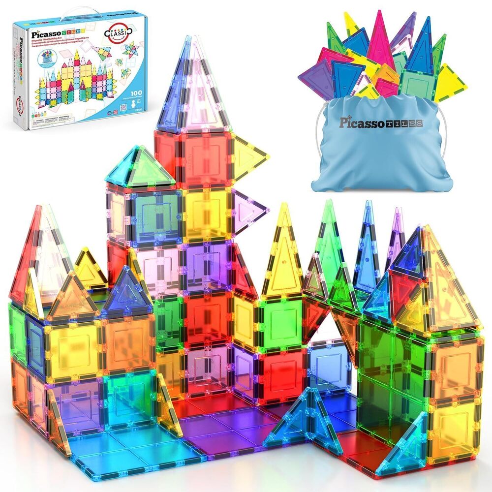 Magnetic Tiles 100 Piece 3D Building Blocks for Kids